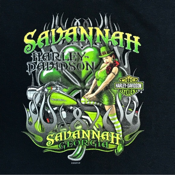 Harley-Davidson Motorcycles Savanna Georgia Womens St. Patrick’s Day Irish Shirt - Picture 6 of 6